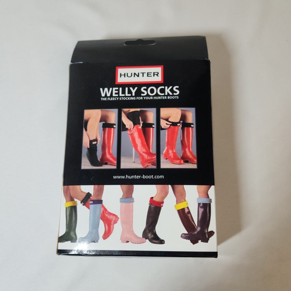 Hunter Fleece Warm Pull On Tall Boot Welly Unisex Socks Blue Size  L